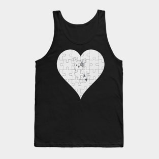 Terrier Heart Jigsaw Pieces Design - Gift for Terrier Black White Lovers Tank Top